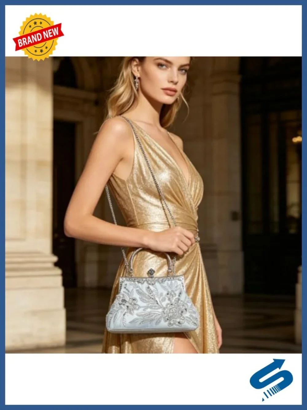 Embroidery Sequin Rhinestone Evening Bag Clutch Purses for Women